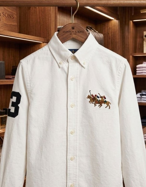 Premium Boys White Polo Shirt Classic Embroidered Logo Shirt