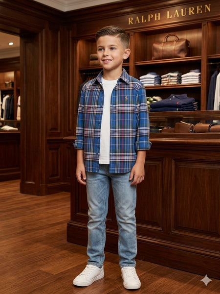Luxury Kids Stylish Blue Checkered Shirt