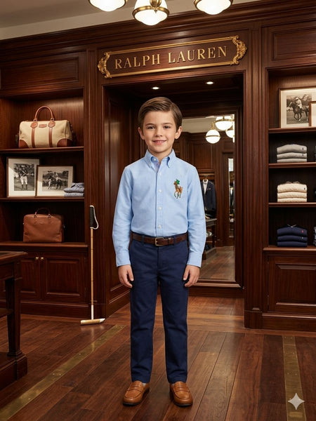Kids Premium Sky Blue Shirt Classic Polo Style Button-Down