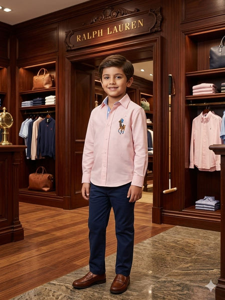 Premium Kids Branded Pink Shirt  With initial Brand Logo