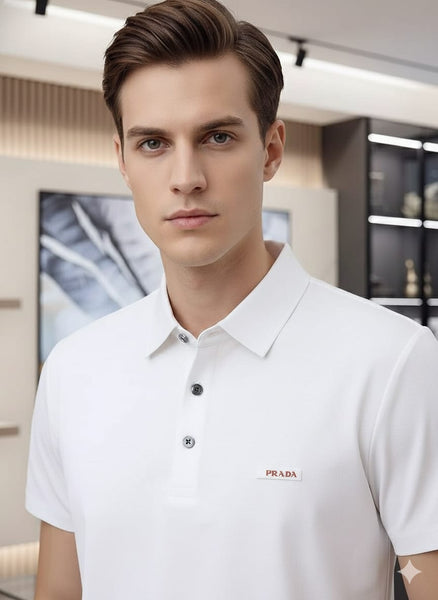 Classic White Premium Polo T-Shirt with Minimal Logo Detail
