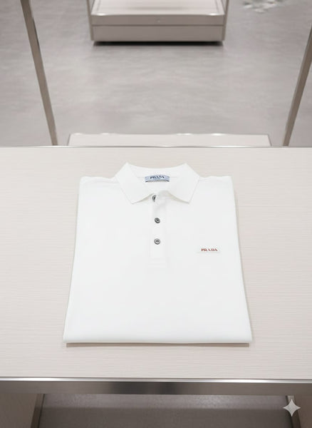Classic White Premium Polo T-Shirt with Minimal Logo Detail