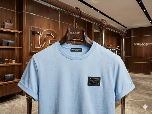 Premium Sky Blue Minimal Logo T-Shirt  Classic Everyday Style