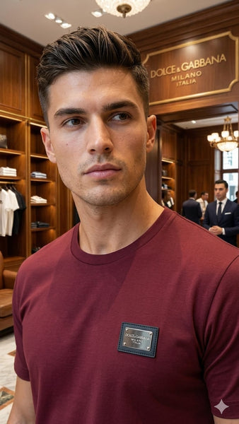 Premium Maroon Minimal Logo Crew Neck T-Shirt for Men