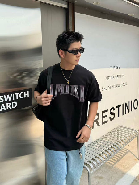 Premium Brand Embroidered  Black Oversized T-Shirt for Men