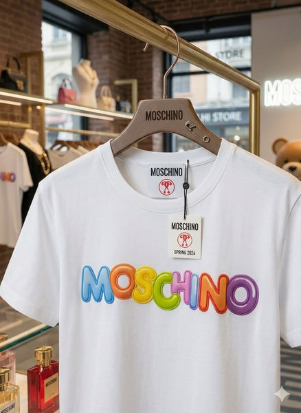 Trendy White Graphic T-Shirt with Colorful Logo Print