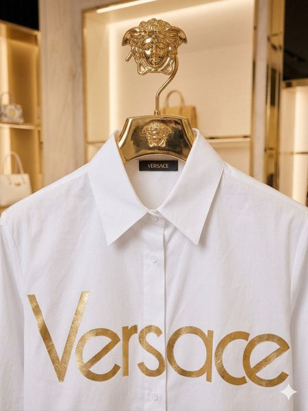 Premium White Gold Logo Formal Shirt for Women