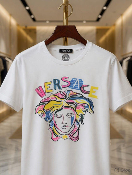 Premium White  Multicolour Brand Signature Casual T-Shirt for Women