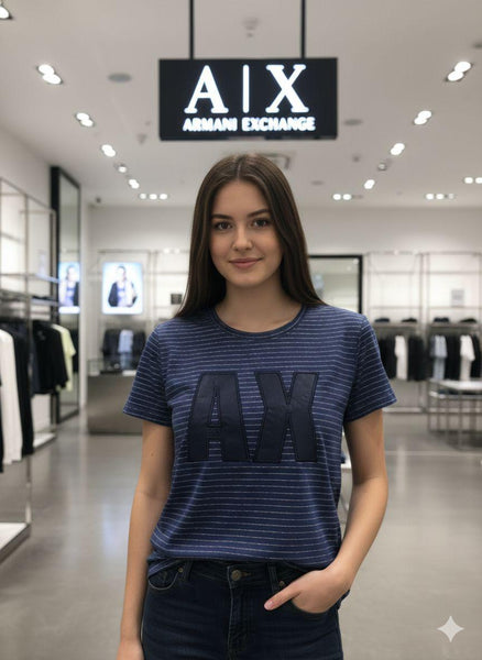 Women’s Stylish Navy Striped  T-Shirt  Modern Casual Wear