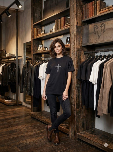 Women’s Black  Printed T-Shirt  Minimalist Street Style