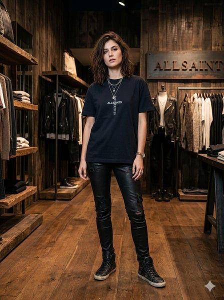 Women’s Black  Printed T-Shirt  Minimalist Street Style