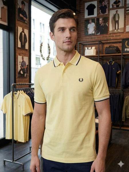 Premium Lemon Yellow Regular Fit Polo T-Shirt for Men