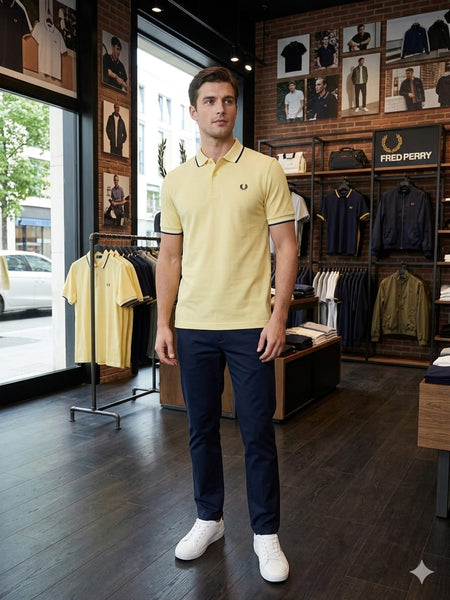 Premium Lemon Yellow Regular Fit Polo T-Shirt for Men