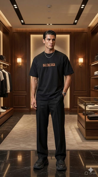 Premium Black Oversized Embroidered T-Shirt for Men
