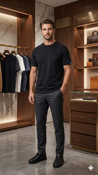 Premium Black Oversized T-Shirt  With Embroidered  Regular Fit Casual Wear