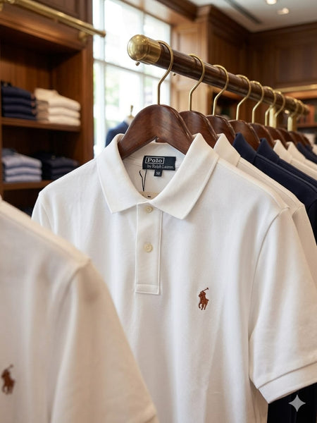 Premium Men’s Classic White Polo T-Shirt  Stylish Casual Fit