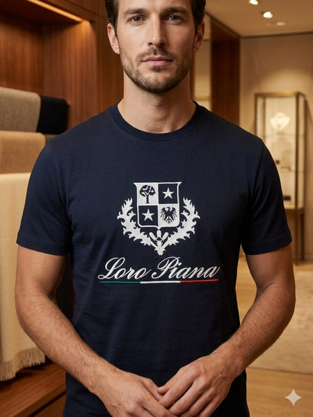 Luxury Navy Blue Graphic  T-Shirt for Men
