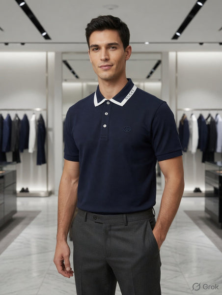 Premium Navy Blue Polo T-Shirt for Men Stylish Collar Casual Wear