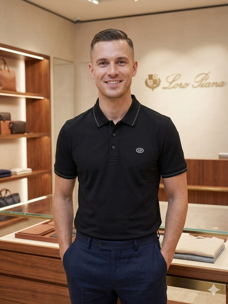 Classic Black Luxury Polo T-Shirt for Men
