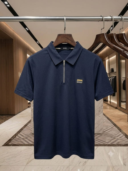 Premium Men’s Zip Polo T-Shirt Luxury Smart Casual Half Sleeve Tee