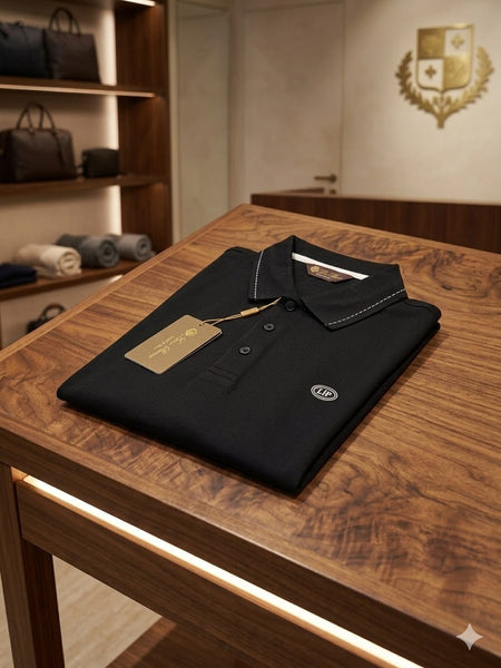 Elegant Men’s Black Polo T-Shirt Classic Elegant Regular Fit