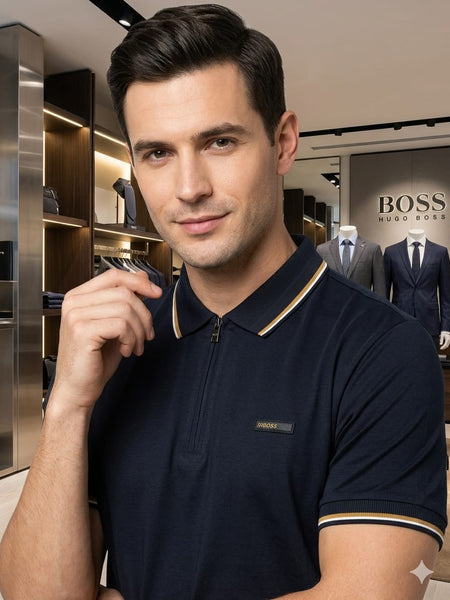 Premium Men’s White Zip Polo T-Shirt Stylish Regular Fit Casual Wear
