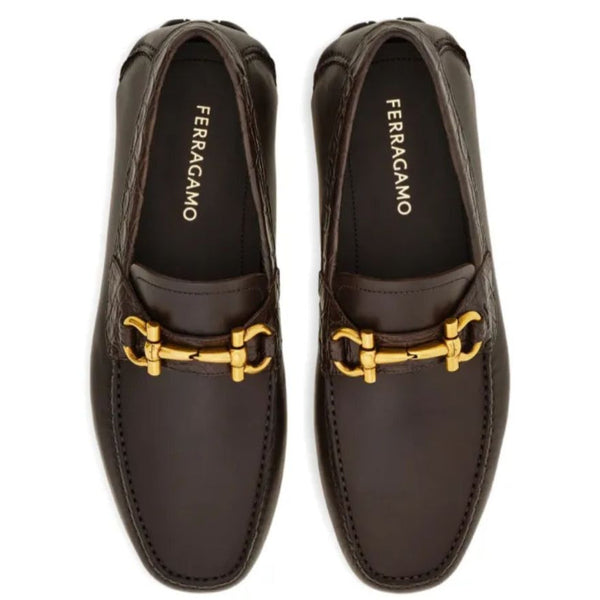 Elegant  Buckle Leather Loafers – Luxury Brown Slip-On Shoes
