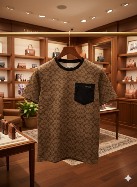Luxury Brown Pattern T-Shirt for Men – Modern Regular  Fit Fashion