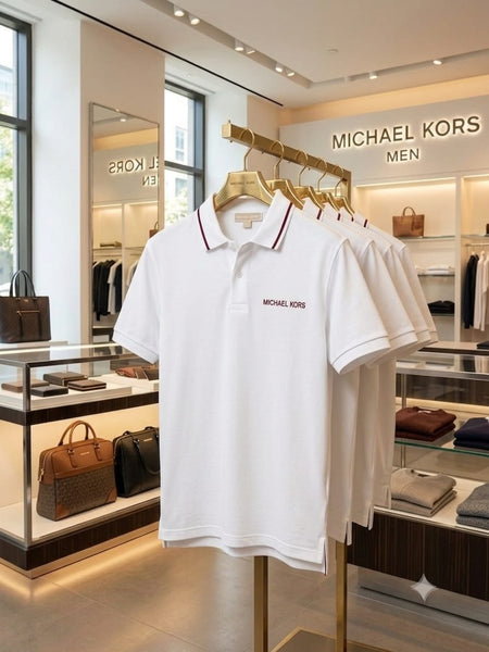 Men's White Premium Polo T-Shirt with Contrast Tipped Collar