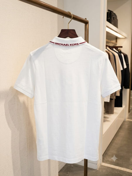 Men's White Premium Polo T-Shirt with Contrast Tipped Collar