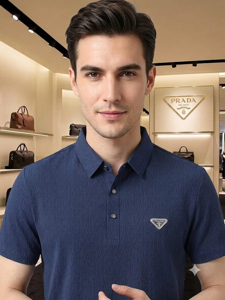 Premium Navy Blue Men's Polo T-Shirt  Classic Collar Half Sleeve