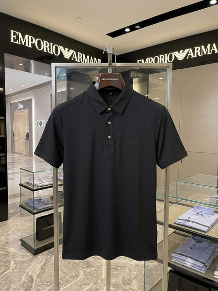 Premium Black Textured Men's Polo T-Shirt | Classic Collar Smart Casual Fit