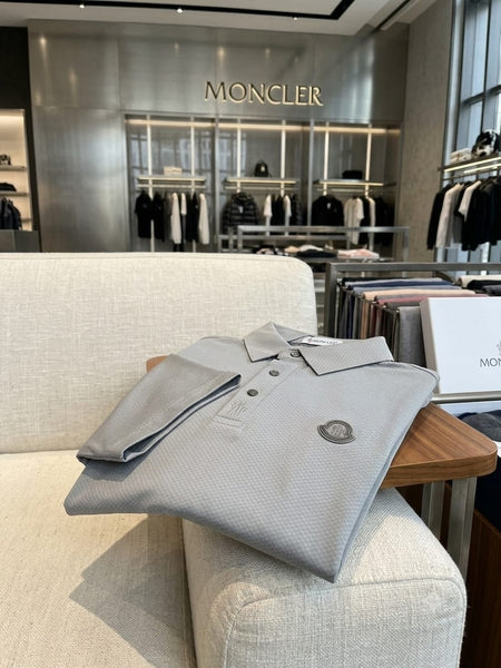Premium Light Grey Textured Polo T-Shirt for Men