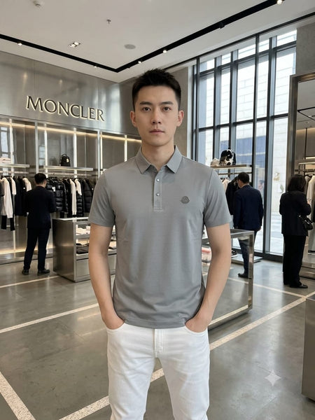 Premium Light Grey Textured Polo T-Shirt for Men