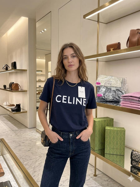 Women's Premium Navy Blue Logo Print  T-Shirt – Classic Casual Tee