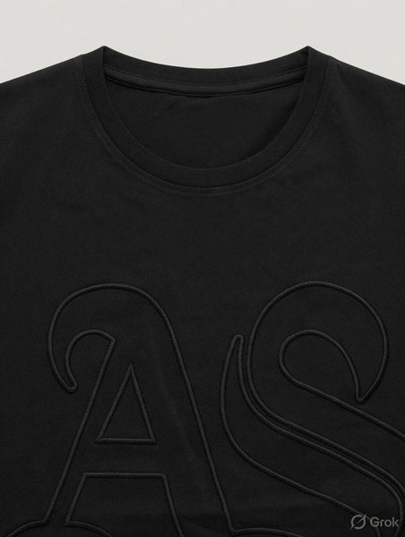 Women's Premium Black Embossed Logo T-Shirt – Minimalist Casual Tee