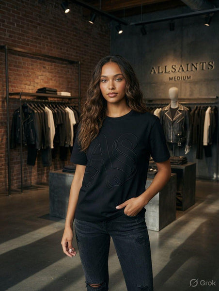 Women's Premium Black Embossed Logo T-Shirt – Minimalist Casual Tee