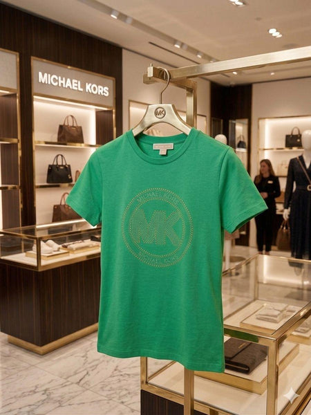 Women's Premium Green Logo Print  T-Shirt Casual Crew Neck Tee
