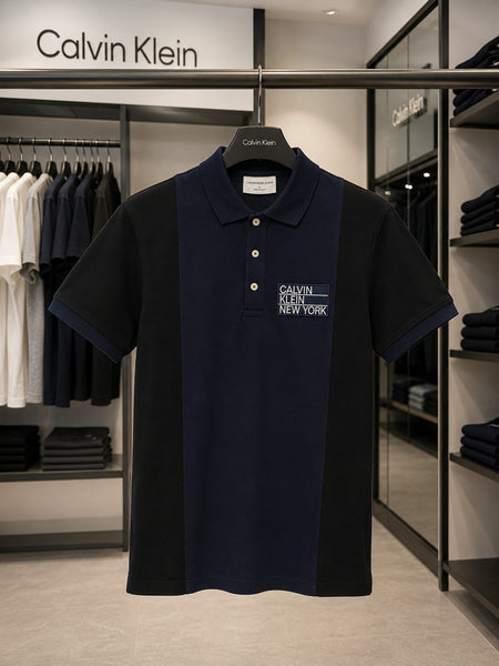 Elegant  Colorblock Premium Polo T-Shirt – Navy & Black