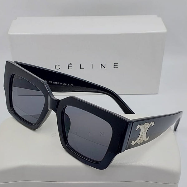 Premium Black Square Sunglasses – Luxury Designer Eyewear with Signature Logo