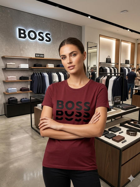 Maroon Logo T-Shirt for Women | Premium Casual Crew Neck Tee