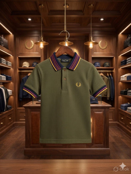 Kids Premium Polo T-Shirt with Contrast Striped Collar