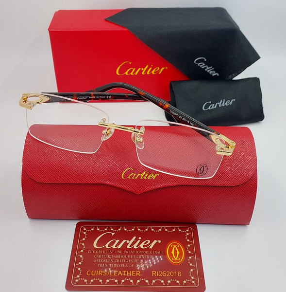 Premium Rimless Rectangle Eyeglasses Frame for Men  Gold Metal Optical Glasses