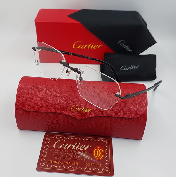 Premium Rimless Rectangle Eyeglasses Frame for Men  Gold Metal Optical Glasses