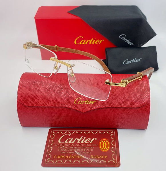 Premium Rimless Rectangle Eyeglasses Frame for Men  Gold Metal Optical Glasses