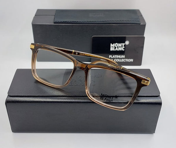Premium Transparent Brown Square Full-Rim Eyeglasses Frame for Men