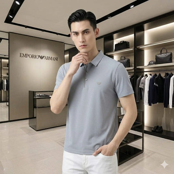 Premium Men's Textured Polo T-Shirt  Soft Breathable Fabric Classic Smart Fit