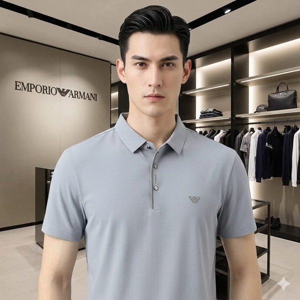 Premium Men's Textured Polo T-Shirt  Soft Breathable Fabric Classic Smart Fit
