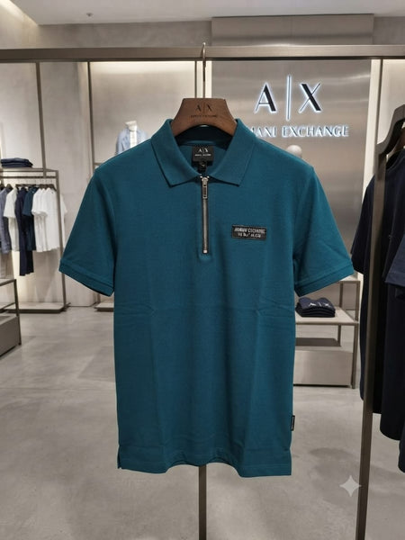 Premium Men's Teal Zip Polo T-Shirt – Soft Cotton Regular Fit Smart Casual Wear