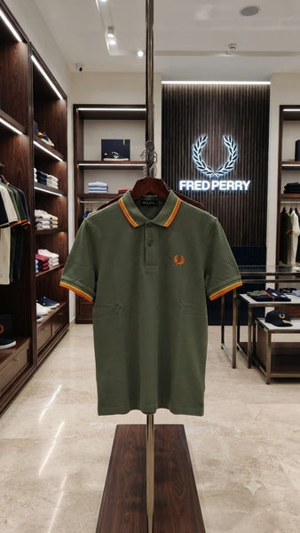 Premium Men's Olive Green Polo T-Shirt with Contrast Tipping